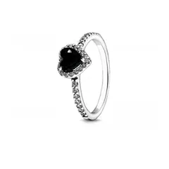 Heart Shape Rings For Women In Copper Alloy With Silver Plated Electroplated Finish And Rhinestone Inlay 2