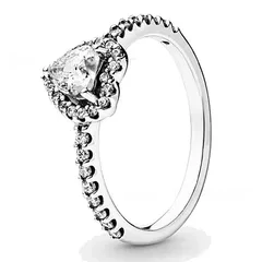 Heart Shape Rings For Women In Copper Alloy With Silver Plated Electroplated Finish And Rhinestone Inlay 3
