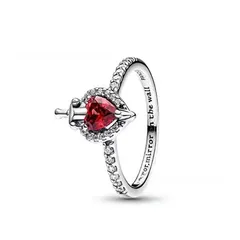 Heart Shape Rings For Women In Copper Alloy With Silver Plated Electroplated Finish And Rhinestone Inlay 5
