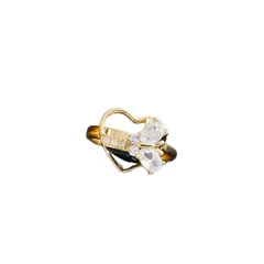 Heart Shape Rotatable Fidget Ring For Women In Titanium Steel With 18K Real Gold Plating And Zircon Inlay, PVD Coated 5