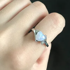Heart Shape Simple Style Women’s Ring For October Birthstone Opal Featuring Electroplated Alloy 3