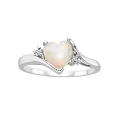 Heart Shape Simple Style Women’s Ring For October Birthstone Opal Featuring Electroplated Alloy 5