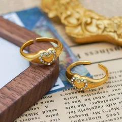 Heart Shape Titanium Steel Ring For Women With 18K Real Gold Plating And Zircon Inlay In Gold 2