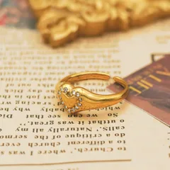 Heart Shape Titanium Steel Ring For Women With 18K Real Gold Plating And Zircon Inlay In Gold 4