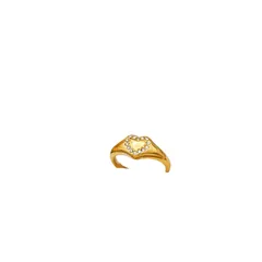 Heart Shape Titanium Steel Ring For Women With 18K Real Gold Plating And Zircon Inlay In Gold 5