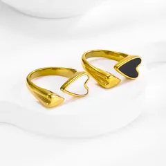 Heart Shape Ring For Women In Titanium Steel With 18K Real Gold Electroplated And Shell Inlay