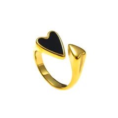 Heart Shape Ring For Women In Titanium Steel With 18K Real Gold Electroplated And Shell Inlay 5
