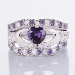 Heart Shape Ring For Unisex Featuring Alloy Material With White K Plated Finish And Zircon Inlay, 0.03µm-0.05µm Plating Thickness 2