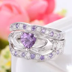 Heart Shape Ring For Unisex Featuring Alloy Material With White K Plated Finish And Zircon Inlay, 0.03µm-0.05µm Plating Thickness 3