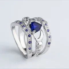 Heart Shape Ring For Unisex Featuring Alloy Material With White K Plated Finish And Zircon Inlay, 0.03µm-0.05µm Plating Thickness 4