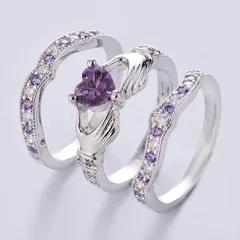 Heart Shape Ring For Unisex Featuring Alloy Material With White K Plated Finish And Zircon Inlay, 0.03µm-0.05µm Plating Thickness 5
