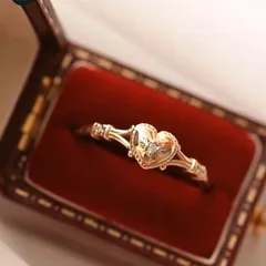 Sweet Heart Shape Ring For Unisex Featuring Gold Alloy Material With Electroplated Golden Plated Finish 3