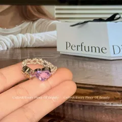 Heart Shape Unisex Ring For New Style Featuring White Metal With Rhinestones And Weave Craft 4