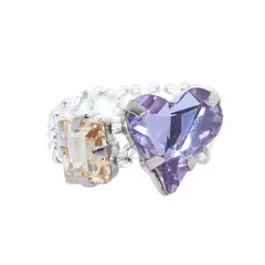 Heart Shape Unisex Ring For New Style Featuring White Metal With Rhinestones And Weave Craft 5