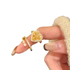 Heart Shape Ring For Unisex Featuring 10K Real Gold Plated Alloy With Zircon Inlay And 0.03µm Plating Thickness 4