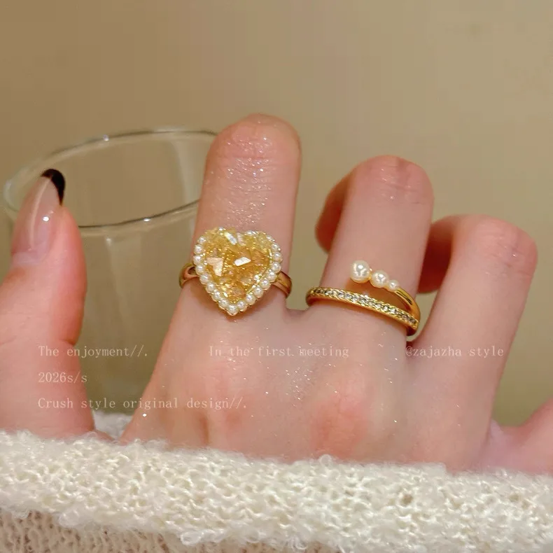 Heart Shape Ring For Unisex Featuring 10K Real Gold Plated Alloy With Zircon Inlay And 0.03µm Plating Thickness 5