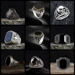 1 Piece Geometric Totem Rings Alloy Zircon Unisex Hip-Hop Retro Punk Rings 2