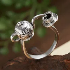 Hip-Hop Style Silver Alloy Teapot For Unisex Featuring Open Rings Design 3