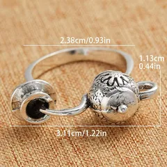 Hip-Hop Style Silver Alloy Teapot For Unisex Featuring Open Rings Design 4