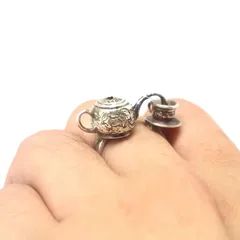 Hip-Hop Style Silver Alloy Teapot For Unisex Featuring Open Rings Design 5