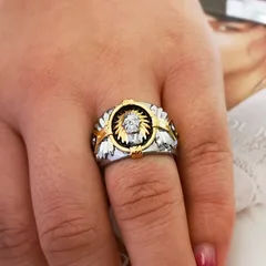 Hip-Hop Totem Ring For Unisex Featuring Epoxy Craftsmanship In Multicolor Alloy 4
