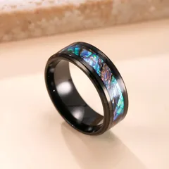 Hip-Hop Unisex Titanium Steel Ring With Gold Electroplated Waterproof Non Tarnish Shell Inlay 3
