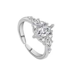Horse Eye Adjustable Ring For Women In Copper With Zircon Inlay, Featuring Electroplated Finish 5
