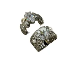 Horse Eye Open Rings For Unisex Featuring Silver Copper Design With Zircon Inlay 5
