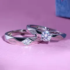 Hot Sale Korean Couple Ring Open Mouth Platinum Plated Men And Women Ring Lettering Her King His Queen 2