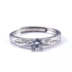 Hot Sale Korean Couple Ring Open Mouth Platinum Plated Men And Women Ring Lettering Her King His Queen 5