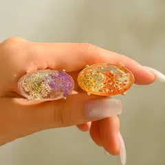 Hot-Selling Niche Retro Eternal Flower Ring Time Resin Small Fresh Dried Flower Creative DIY 4