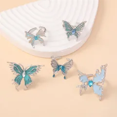 Multicolor Animal Adjustable Rings For Women 5 Pieces Set Silver Plated With 0.03µm-0.05µm Thickness Featuring Artificial Rhinestones 4