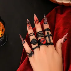 Halloween Silver Cross Open Ring For Women In IG Style, Alloy Metal Design