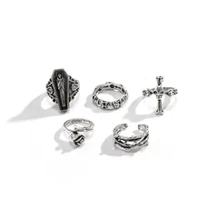 Halloween Silver Cross Open Ring For Women In IG Style, Alloy Metal Design 3