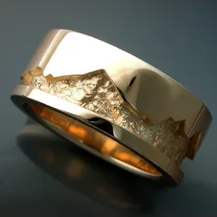 Ink Painting For Women Metal Rings In Golden Color Featuring Mountain Ring Design 2