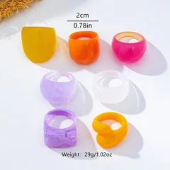 Sweet 7 Pieces Irregular Acrylic Rings For Women Featuring Three-Dimensional Craftsmanship 3