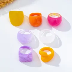 Sweet 7 Pieces Irregular Acrylic Rings For Women Featuring Three-Dimensional Craftsmanship 5
