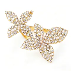 Irregular Beading Open Rings For Women In Alloy With Silver Plated Electroplated Finish And Rhinestone Inlay 2