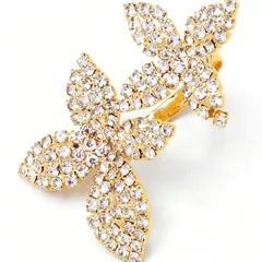 Irregular Beading Open Rings For Women In Alloy With Silver Plated Electroplated Finish And Rhinestone Inlay 3