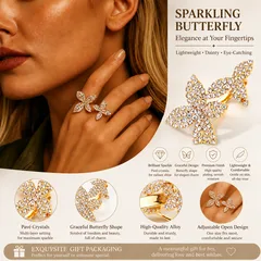 Irregular Beading Open Rings For Women In Alloy With Silver Plated Electroplated Finish And Rhinestone Inlay 5