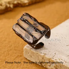 Irregular Casual Ring For Adults With Bronze Plating And White Crystal Inlay, Handmade, 1 Piece Pack 4