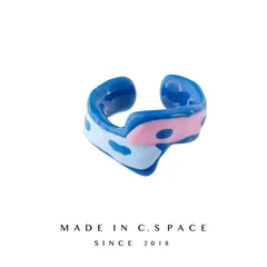Irregular Colorful Enamel Drop Glaze Ring For Women Sweet Personality Geometry Fashionable Pink White Index Finger Ring 3