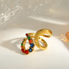 Irregular MAMA Ring For Women In 304 Stainless Steel With 18K Real Gold Plated Coating 0.03µm Featuring Zircon Inlay 4