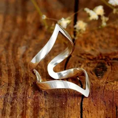 Irregular Open Ring For Unisex Featuring White K Plated Alloy With Water Plating And 0.03µm-0.05µm Coating Thickness 2