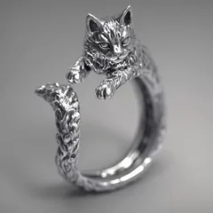 Japanese And Korean Explosions Simple Cute Kitten Ring Women's Open Cat Paw Cat Ears Puppy Ring Women's Jewelry 4