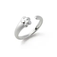 Japanese And Korean Explosions Simple Cute Kitten Ring Women's Open Cat Paw Cat Ears Puppy Ring Women's Jewelry 5