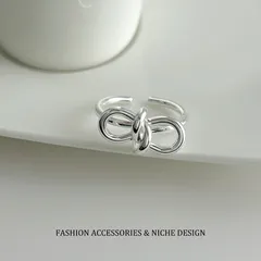 New Style Bow Tie Open Rings For Women In Copper Featuring Electroplated And Braid Craftsmanship