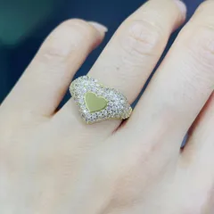 Geometric Copper Ring With Zircon Inlay, Electroplated Design, Unisex Style In White, Perfect For Birthday 2