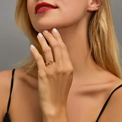 For Women White Simple Style Alloy Ring With Artificial Gemstones Featuring Electroplated Design 2
