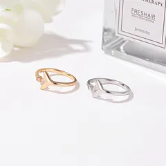 For Women White Simple Style Alloy Ring With Artificial Gemstones Featuring Electroplated Design 3